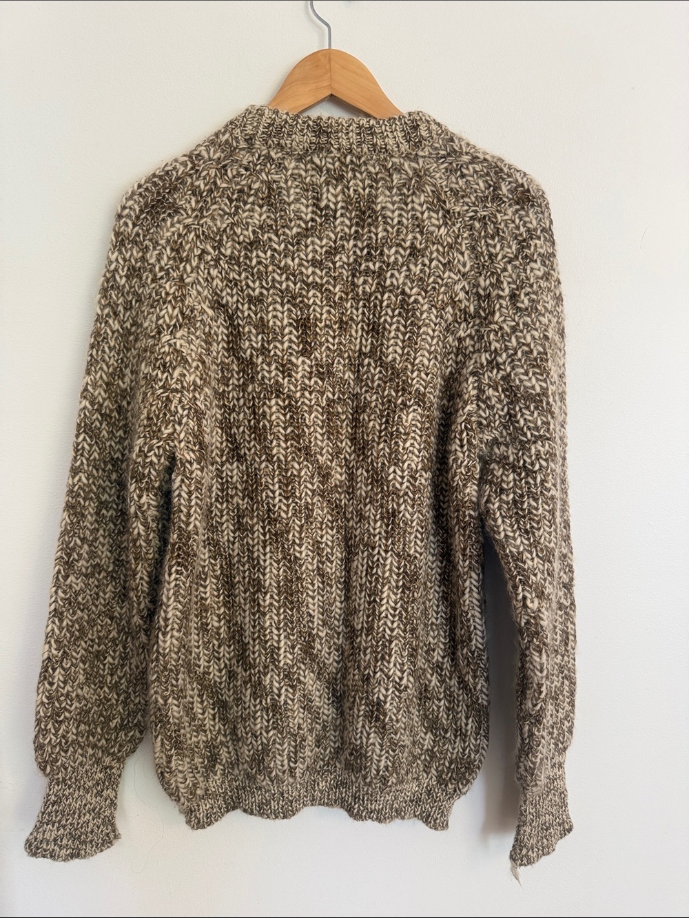 Vintage Billy Buck Wool Aran Marled Taupe Crewneck Chunky Sweater - Picture 3 of 4